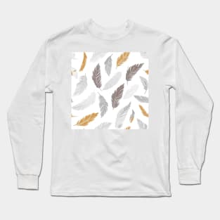 gray, gold, orange and white feathers Long Sleeve T-Shirt